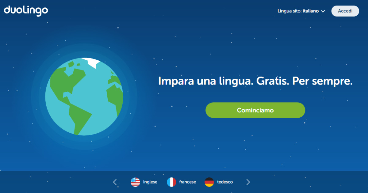 Homepage Duolingo