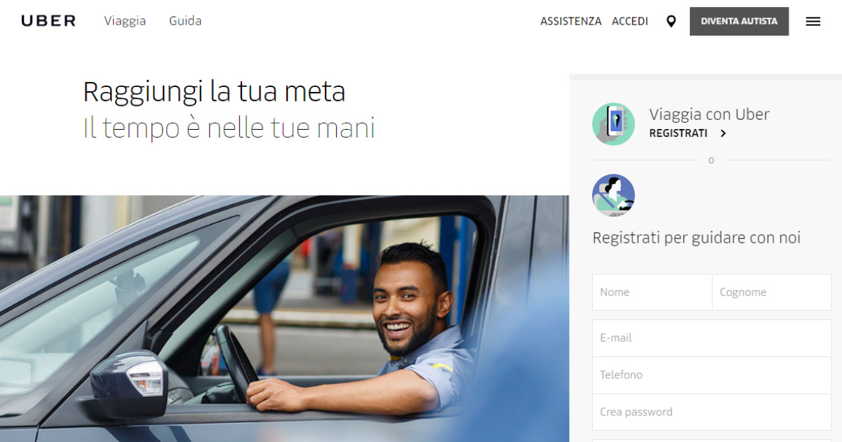 Homepage Uber