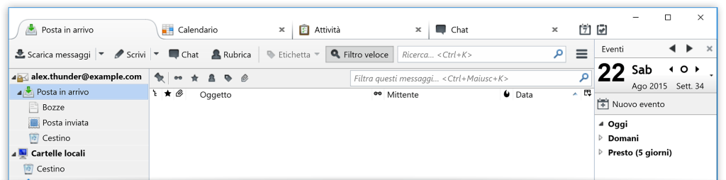l'interfaccia di Thunderbird