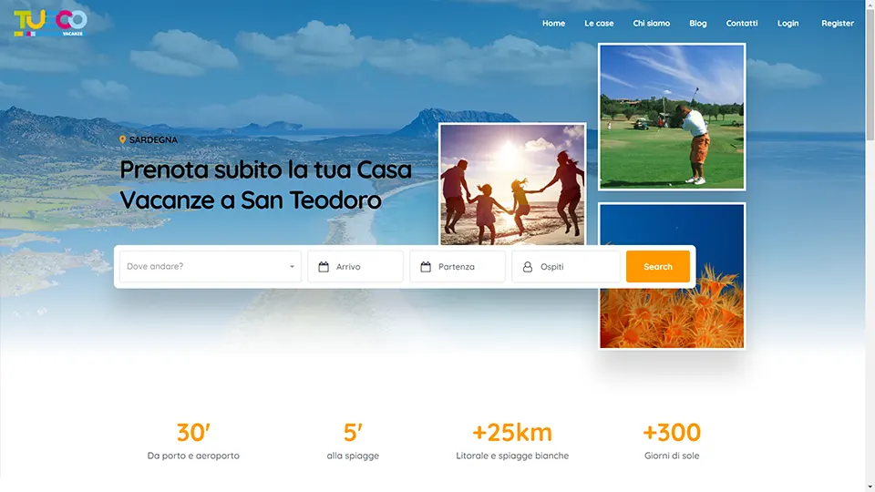 Screenshot del sito tuecovacanze.com